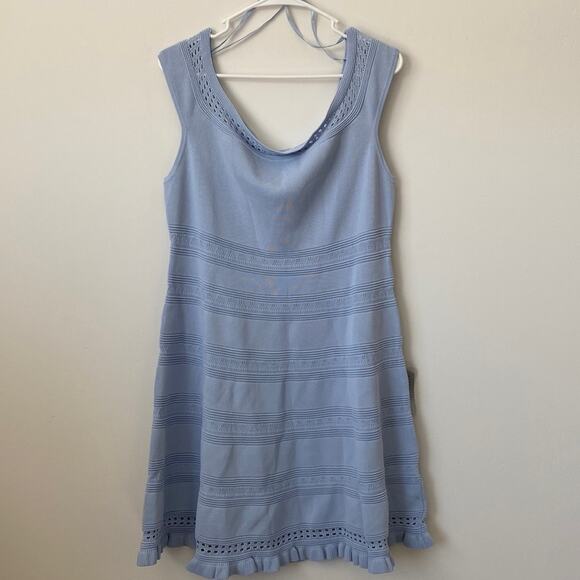 Eliza J Off the Shoulder Cap Sleeve Light Blue Mini Dress Size: XL - Picture 2 of 10